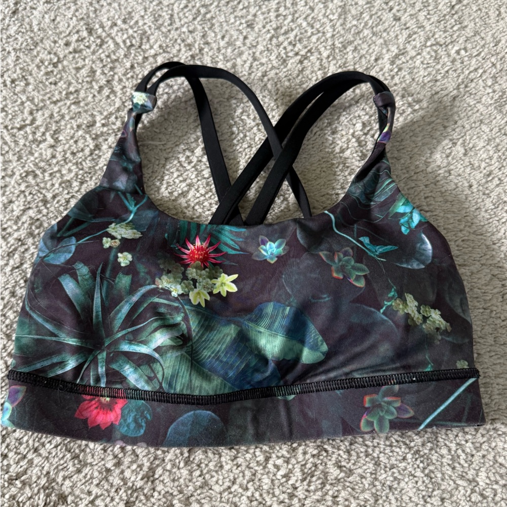 Lululemon Energy Bra Curious Jungle Multi/Black size 4
